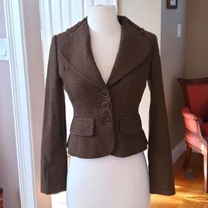 Banana Republic Tweed Peplum Embellished Wool Blazer Jacket Size 0
